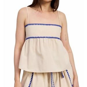 NEW EN SAISON donatella top in natural cobalt